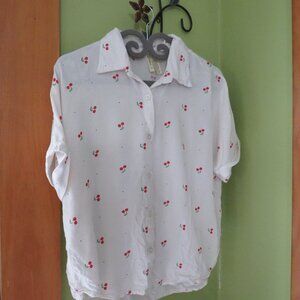 Japna button up Short sleeved Cuffed Shirt with Cherries all over the shirt